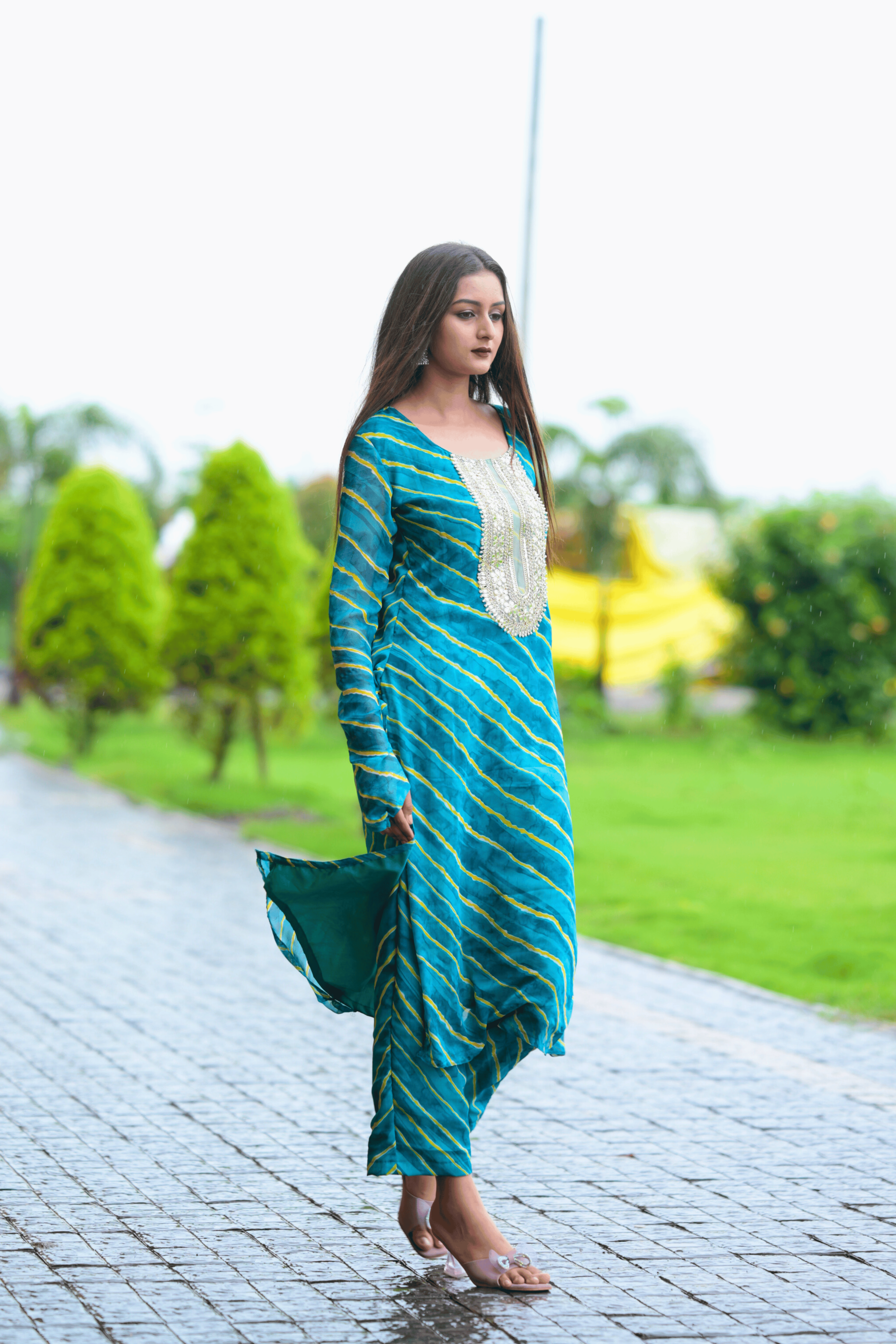 Meher -  Neelkanth Lehariya Kurta Set