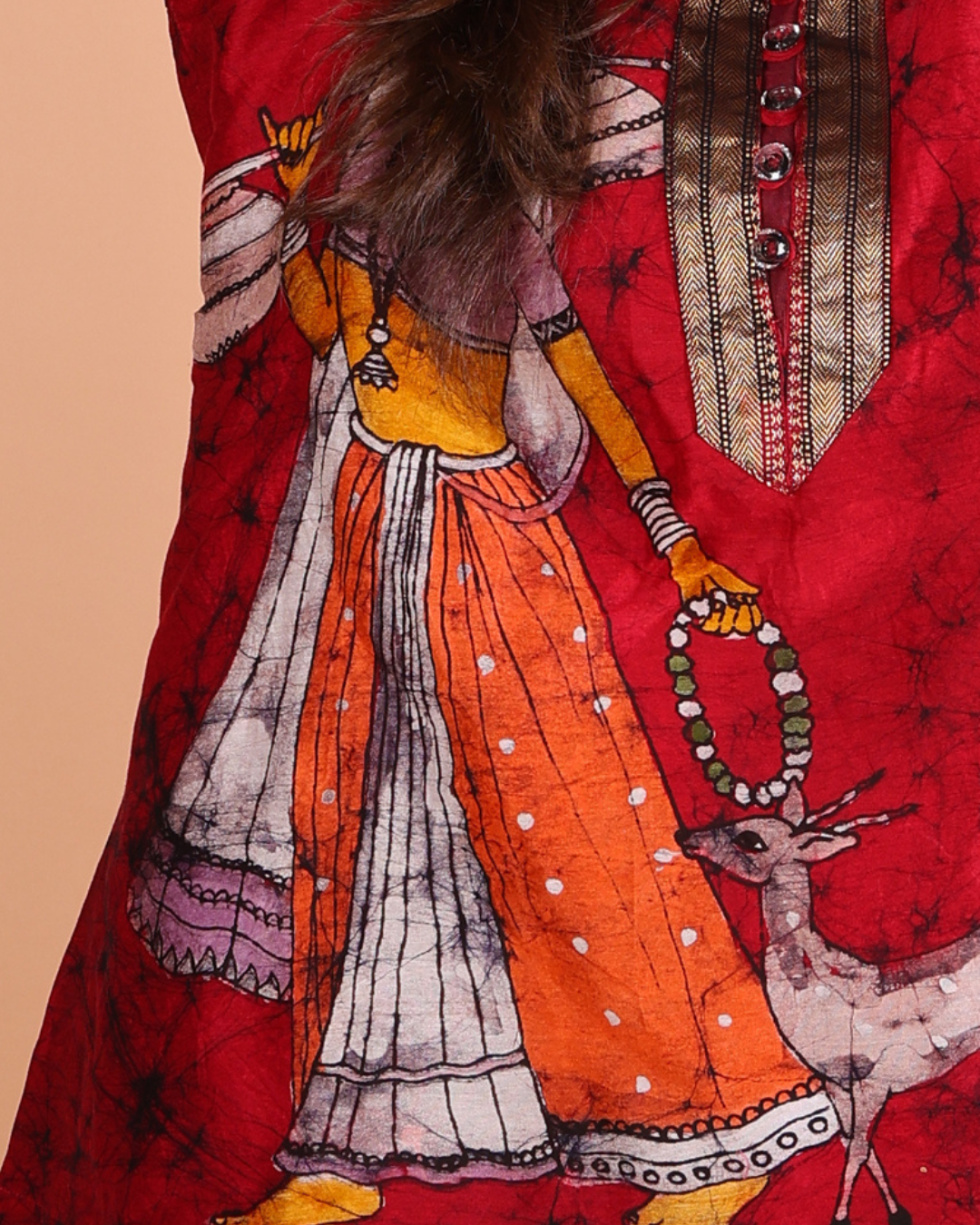 Crimson Folk Top