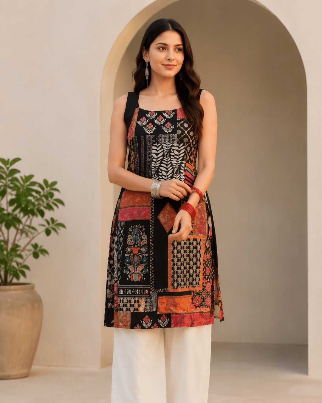 Black Patchwork Kurta Set - Sukkoon Clothing