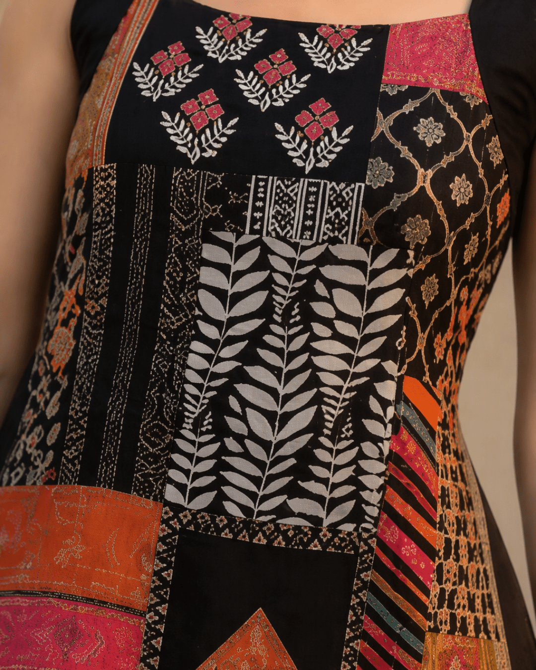 Black Patchwork Kurta Set - Sukkoon Clothing