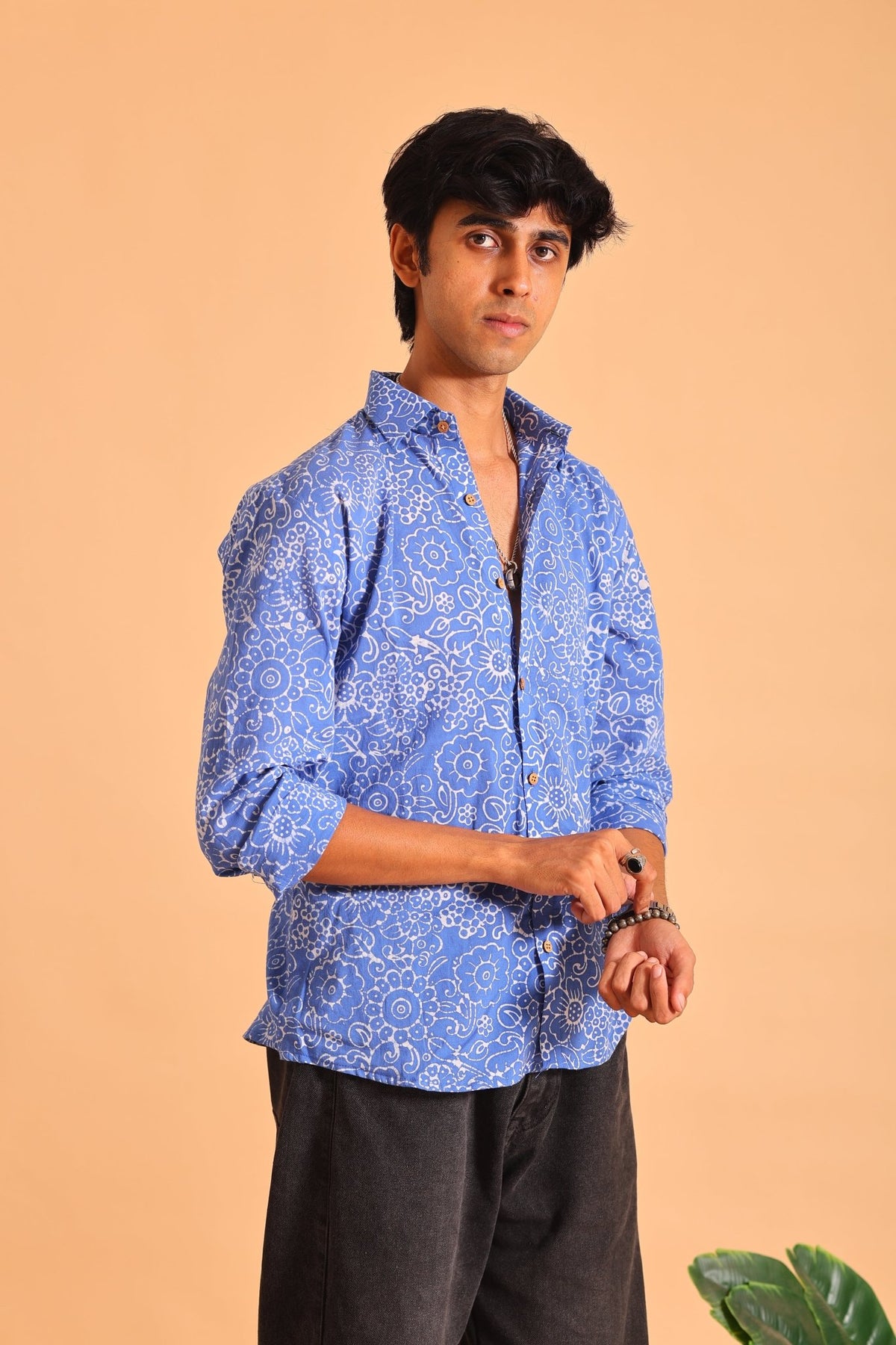 Blue Bherugarh Couple Shirt - Sukkoon Clothing