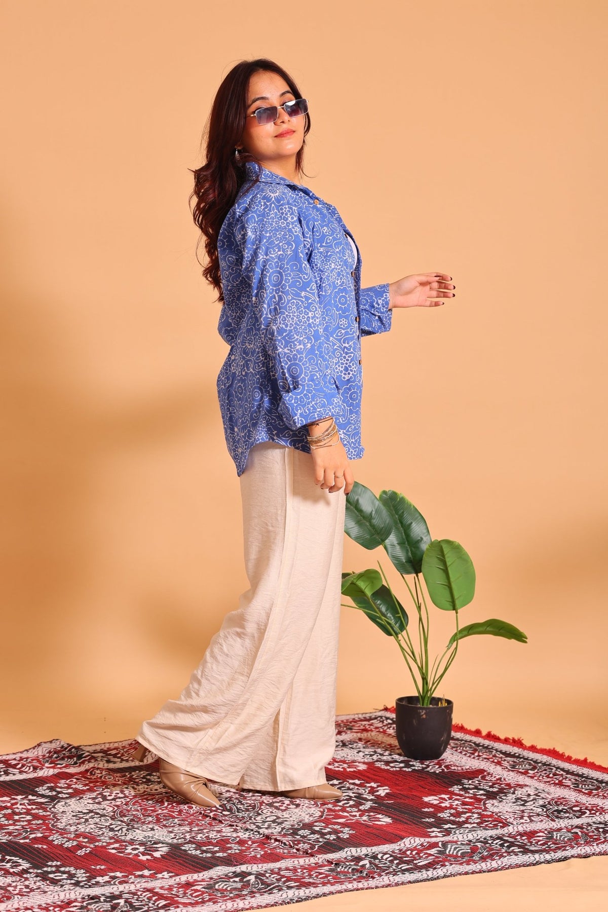 Blue Bherugarh Couple Shirt - Sukkoon Clothing