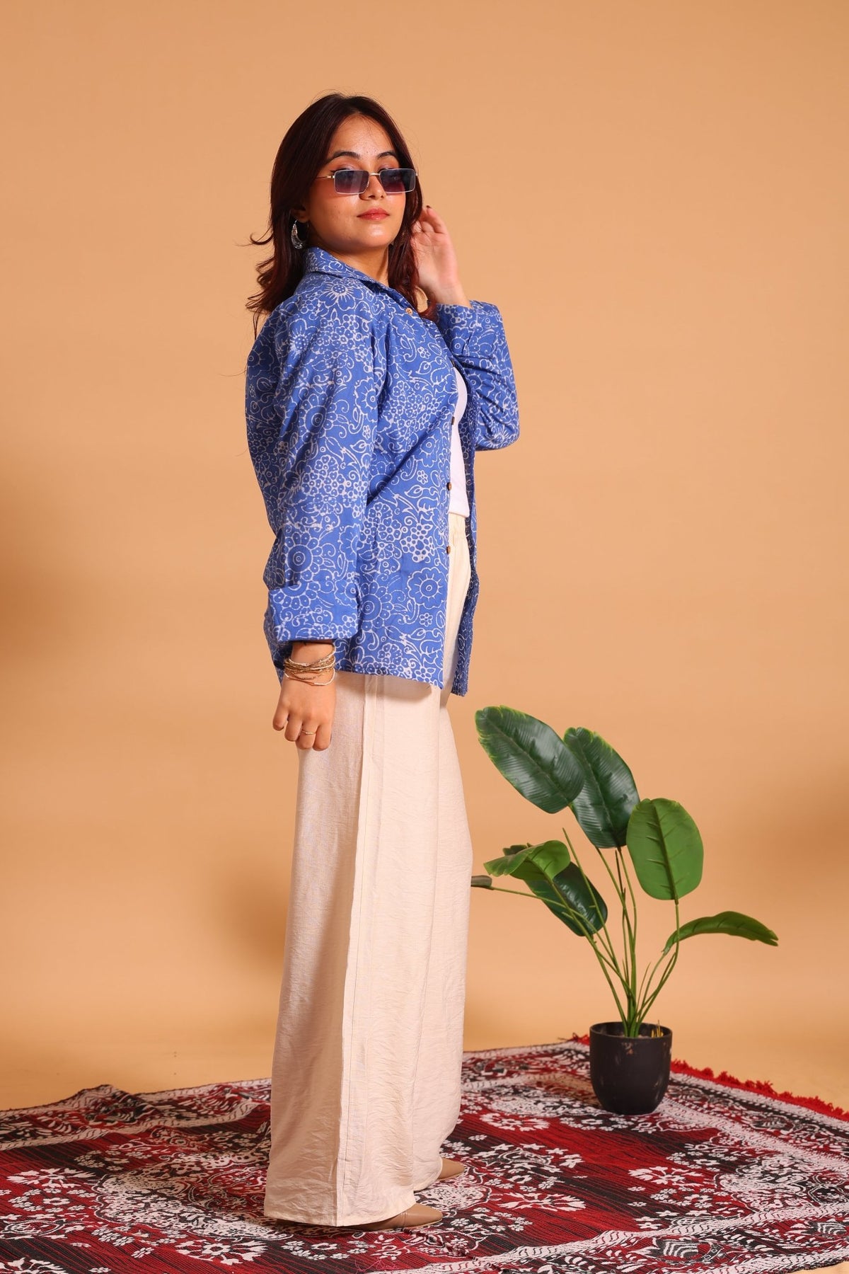 Blue Bherugarh Couple Shirt - Sukkoon Clothing