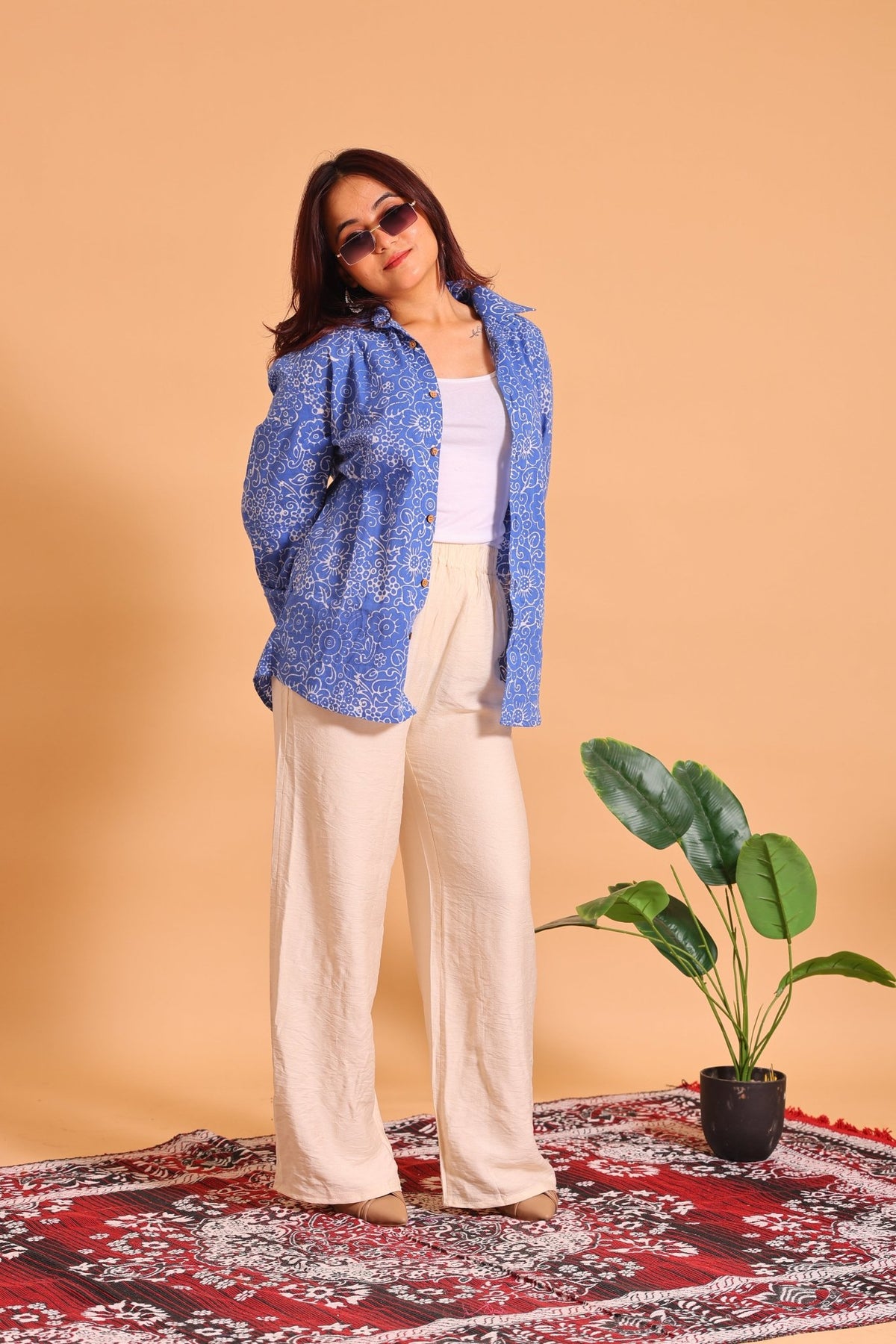 Blue Bherugarh Couple Shirt - Sukkoon Clothing