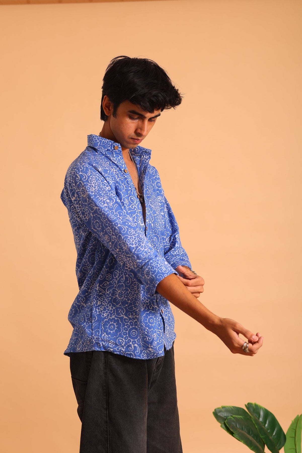 Blue Bherugarh Couple Shirt - Sukkoon Clothing