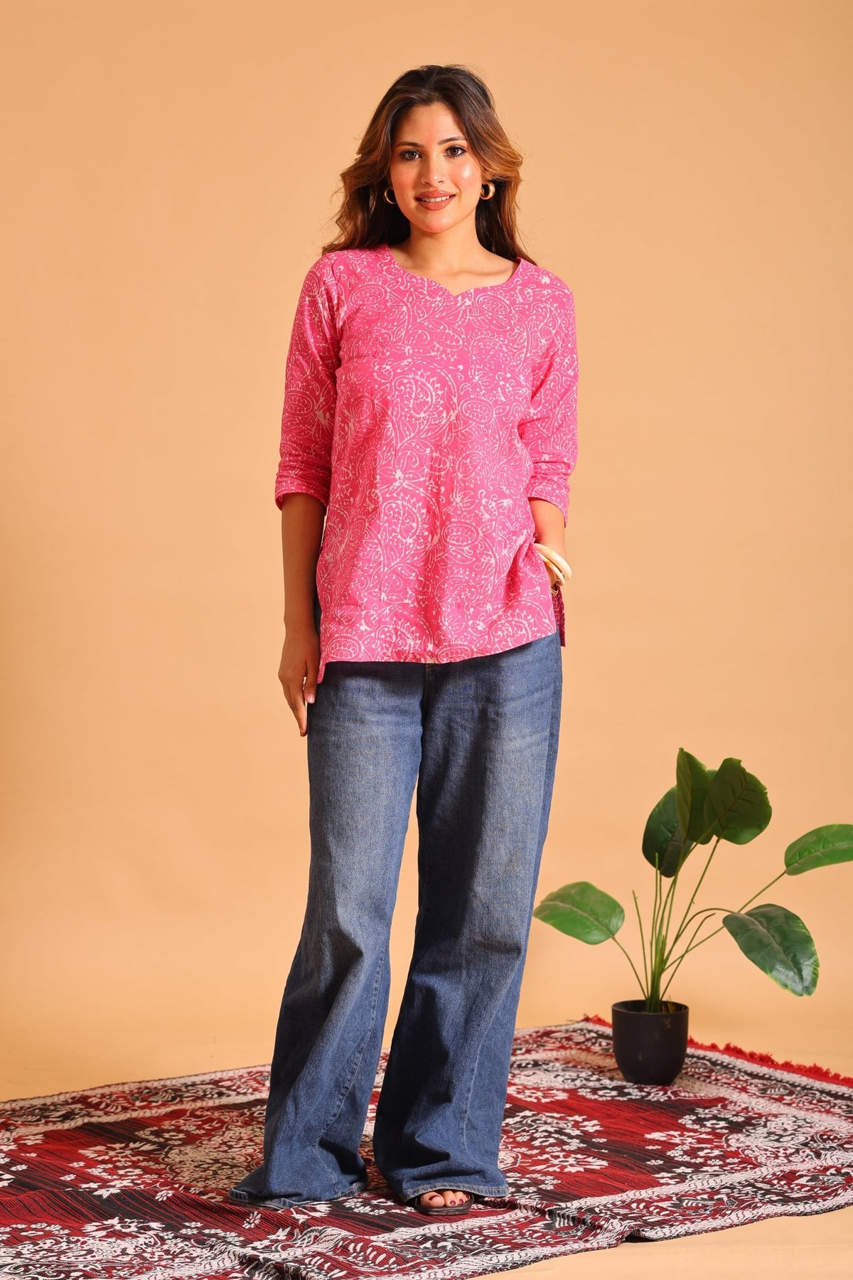 Blush Paisley Cotton Kurti - Sukkoon Clothing