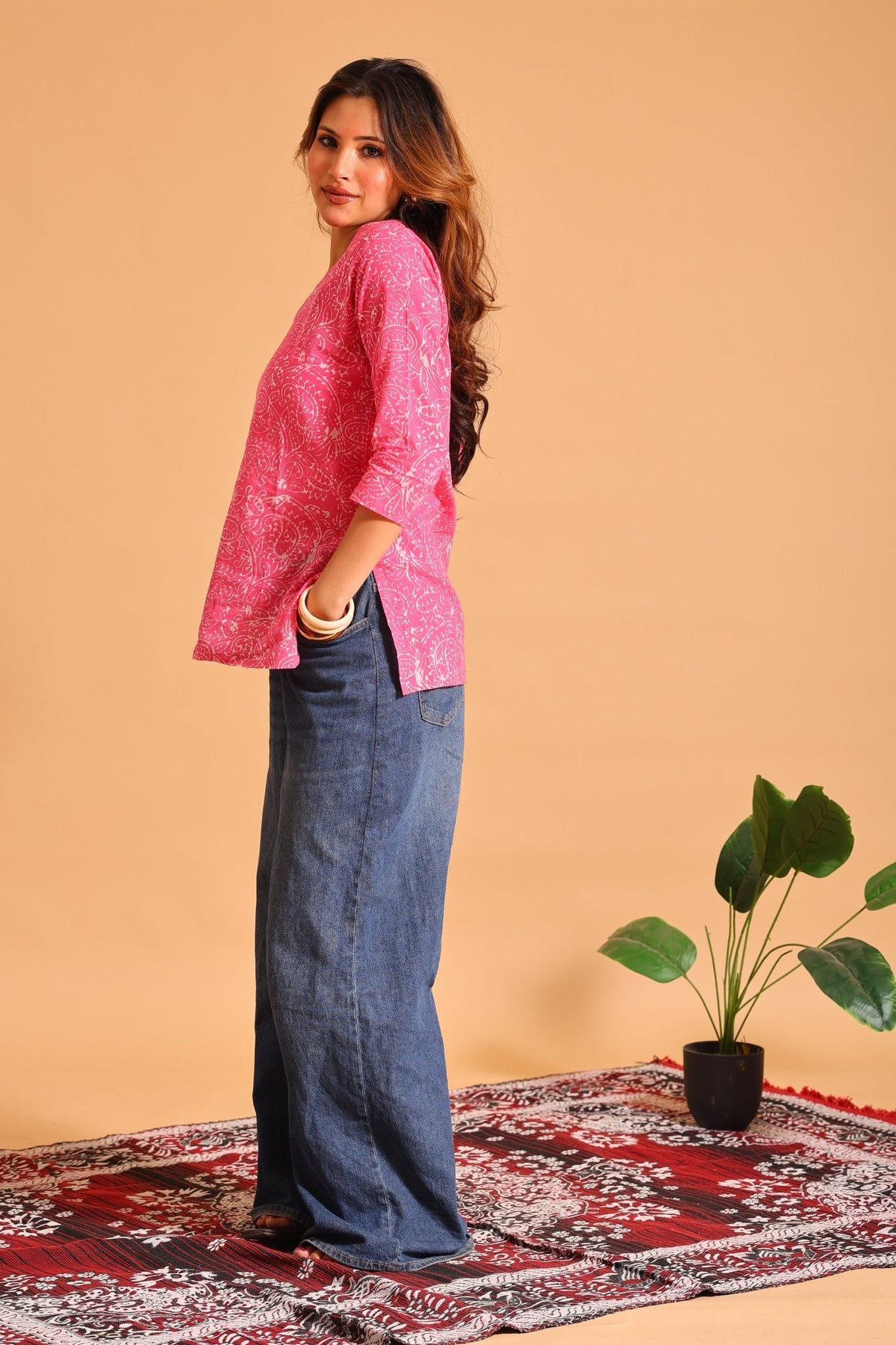Blush Paisley Cotton Kurti - Sukkoon Clothing