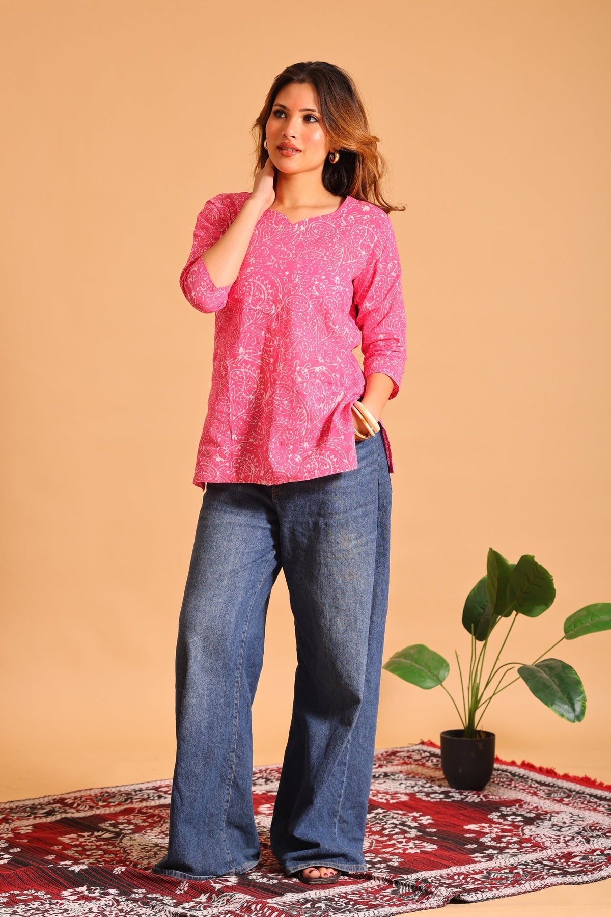 Blush Paisley Cotton Kurti - Sukkoon Clothing