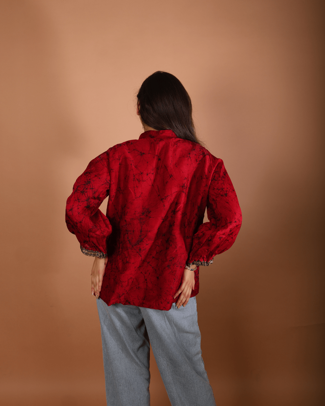Crimson Folk Top - Sukkoon Clothing
