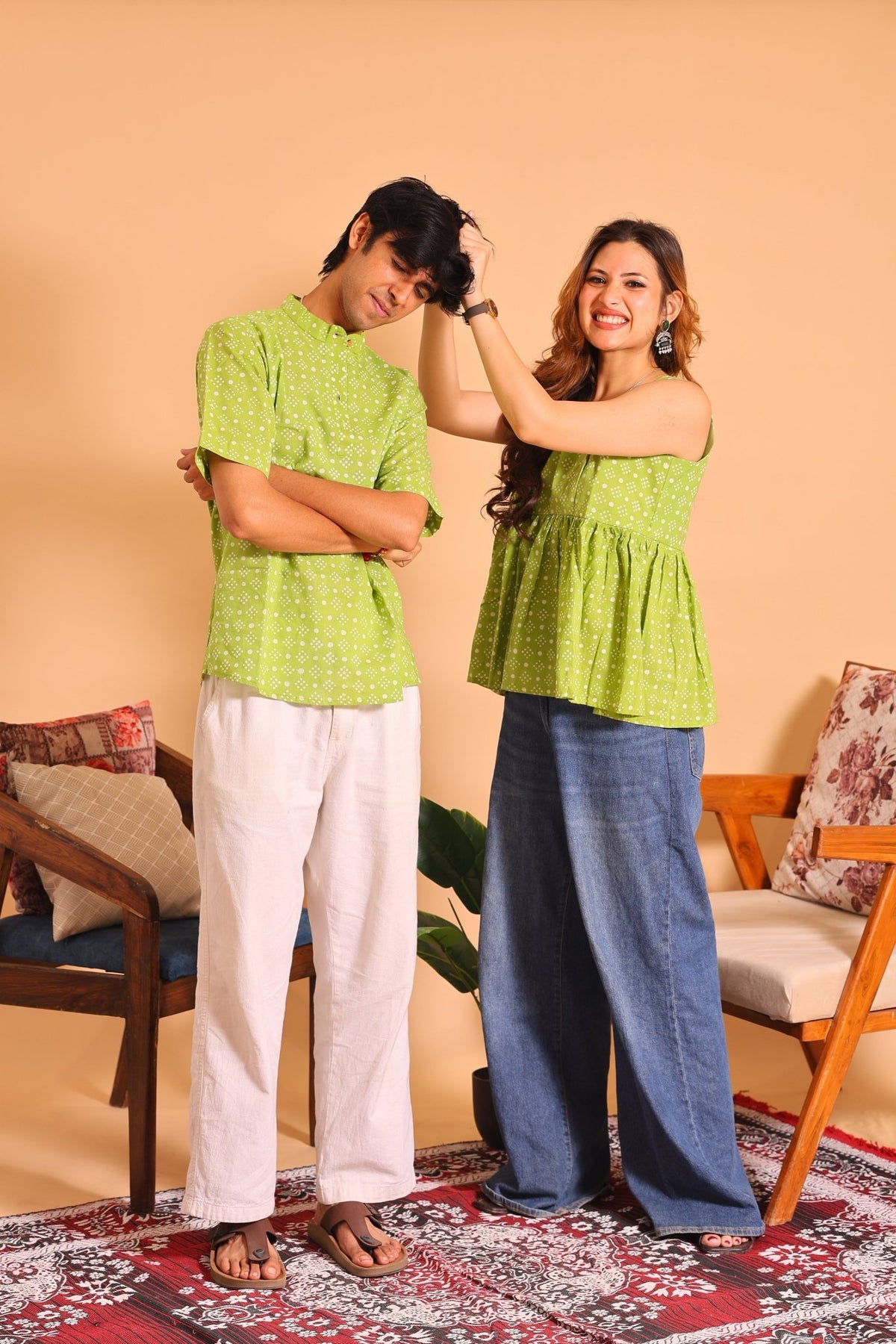 Green Bherugarh Rakhi Special Set - Sukkoon Clothing