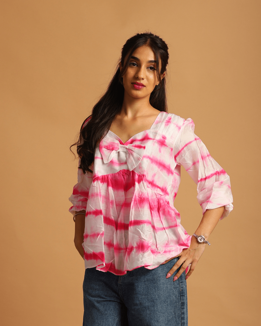 Gulabi Lehariya Bow-Tie Top - Sukkoon Clothing