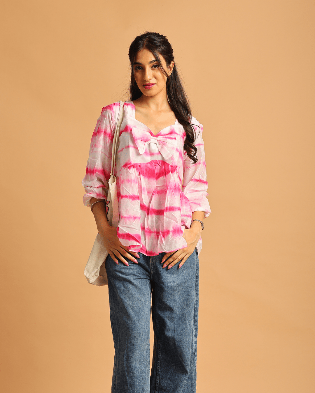 Gulabi Lehariya Bow-Tie Top - Sukkoon Clothing