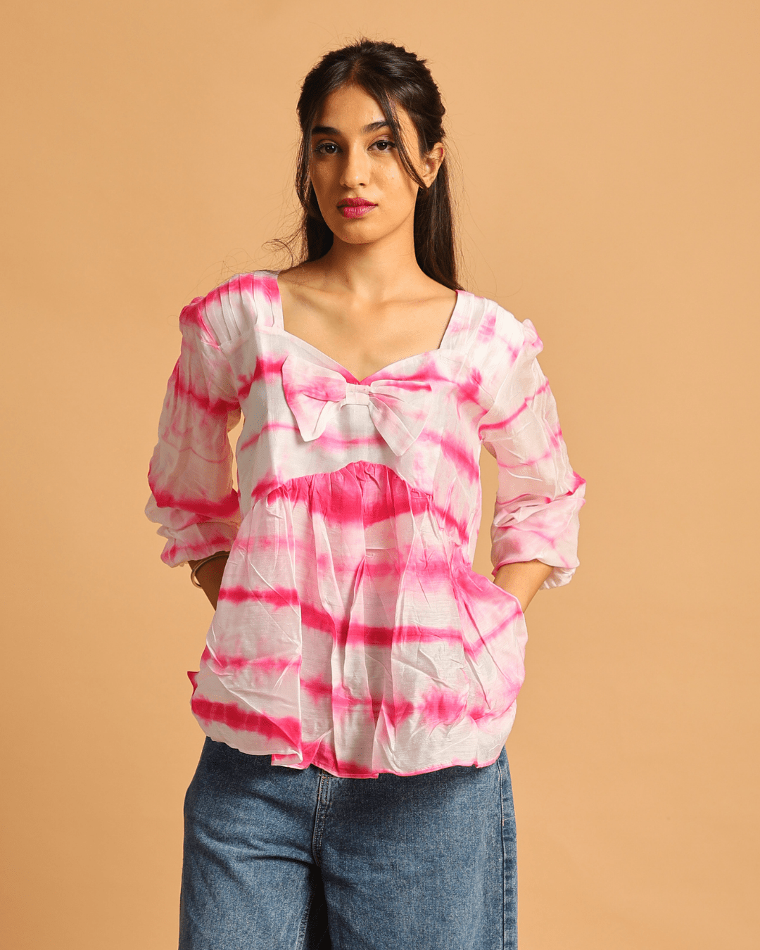 Gulabi Lehariya Bow-Tie Top - Sukkoon Clothing