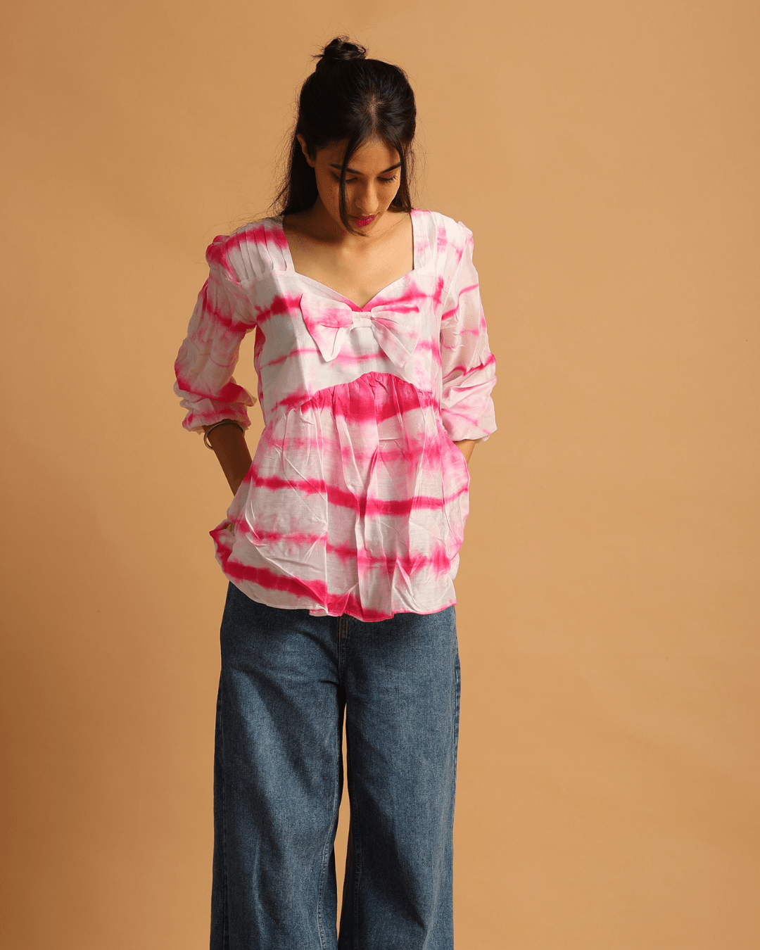 Gulabi Lehariya Bow-Tie Top - Sukkoon Clothing