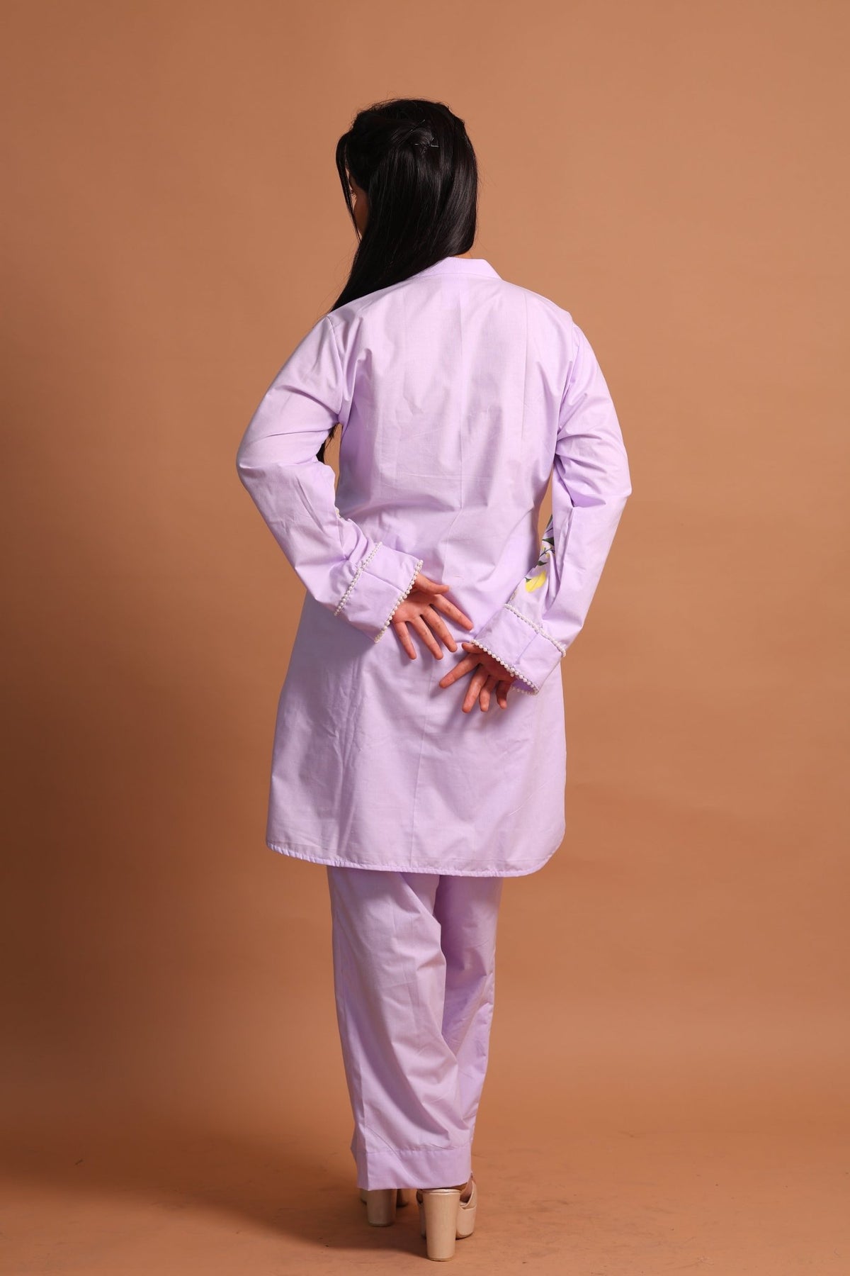 Lilac Floral Hand-Painted Co-ord Set - Sukkoon Clothing