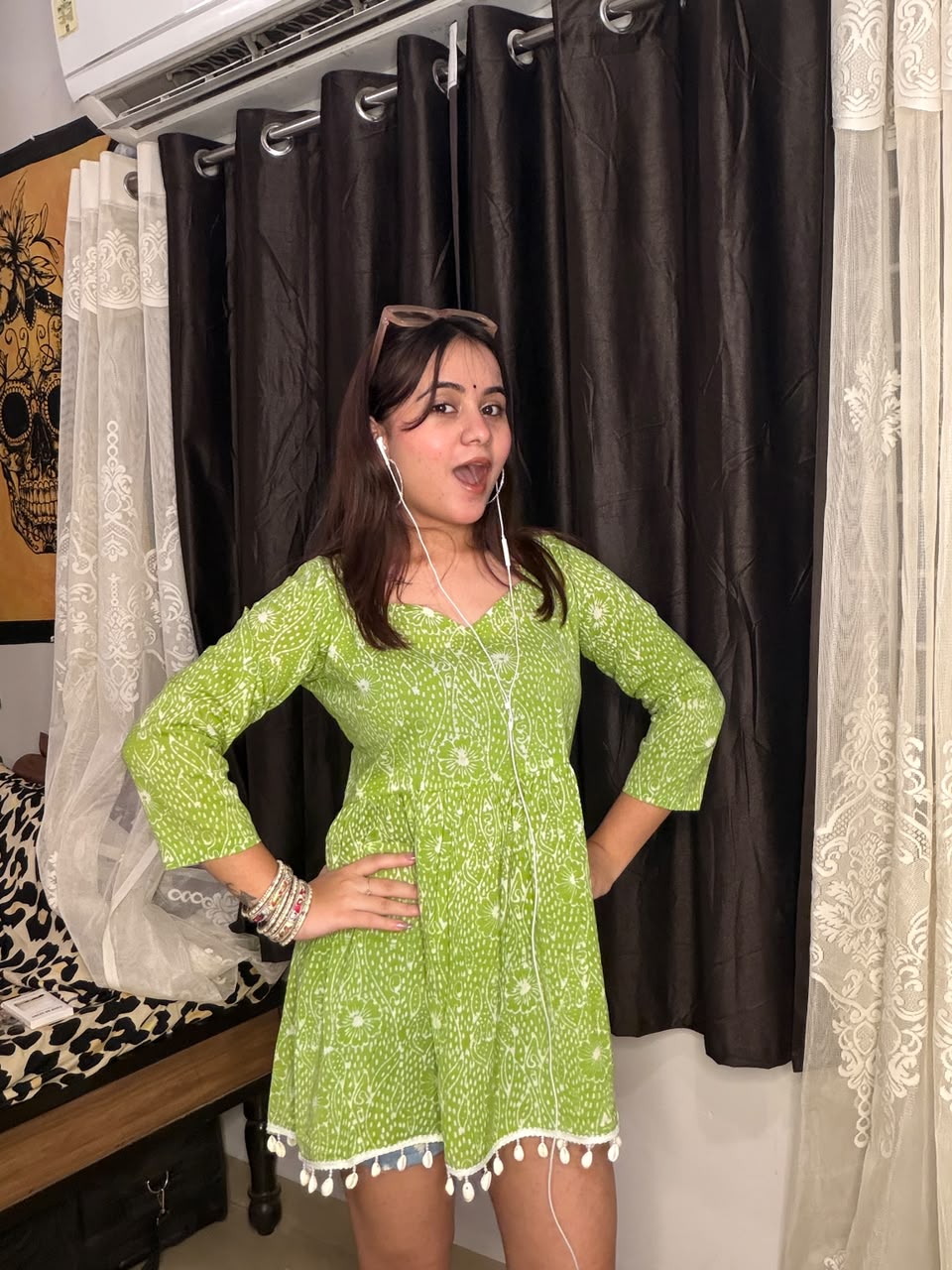 Lime Love Flared Kurti - Sukkoon Clothing
