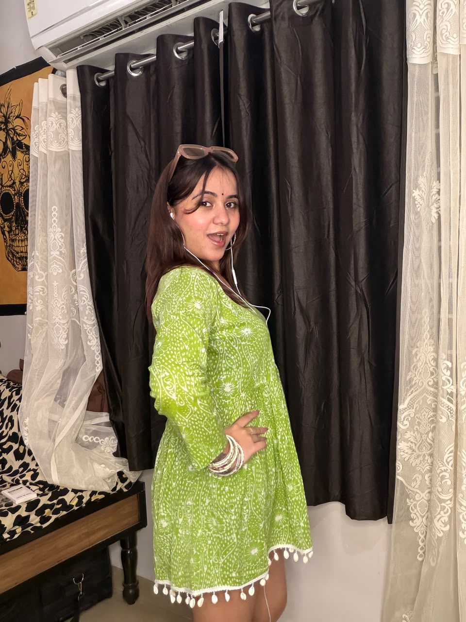 Lime Love Flared Kurti - Sukkoon Clothing