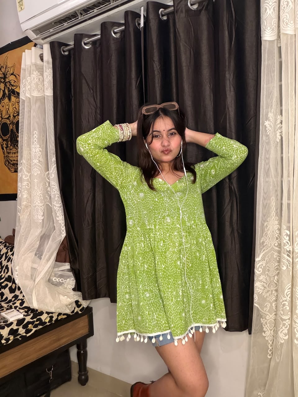 Lime Love Flared Kurti - Sukkoon Clothing