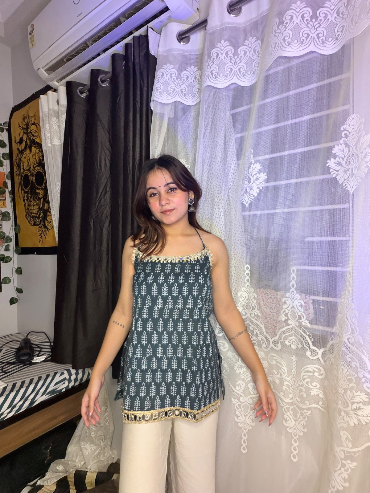 Midnight Bloom Mirror Kurti - Sukkoon Clothing