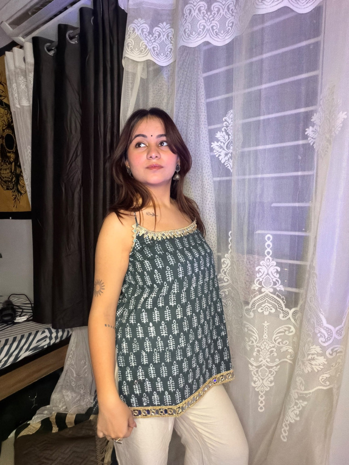 Midnight Bloom Mirror Kurti - Sukkoon Clothing