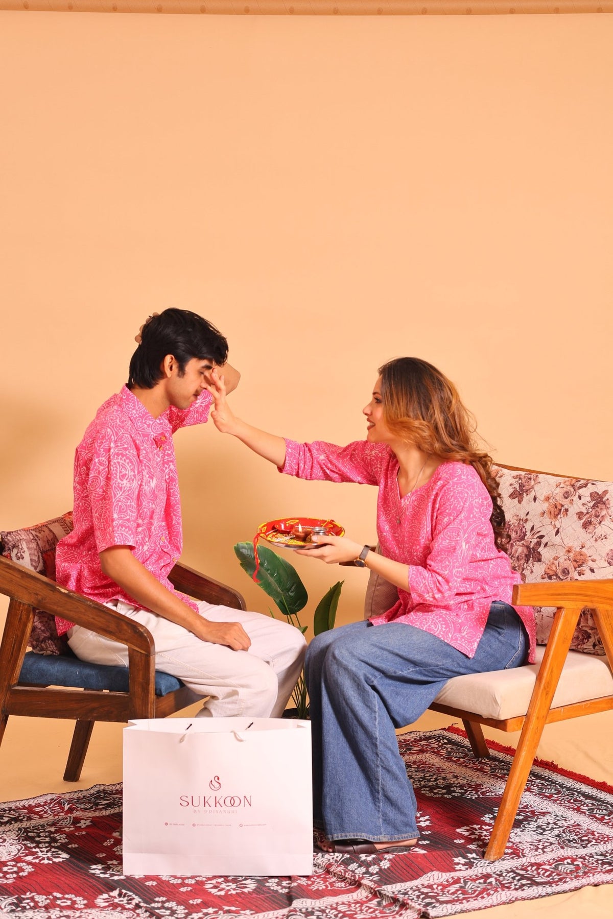 Pink Bherugarh Rakhi Special - Sukkoon Clothing