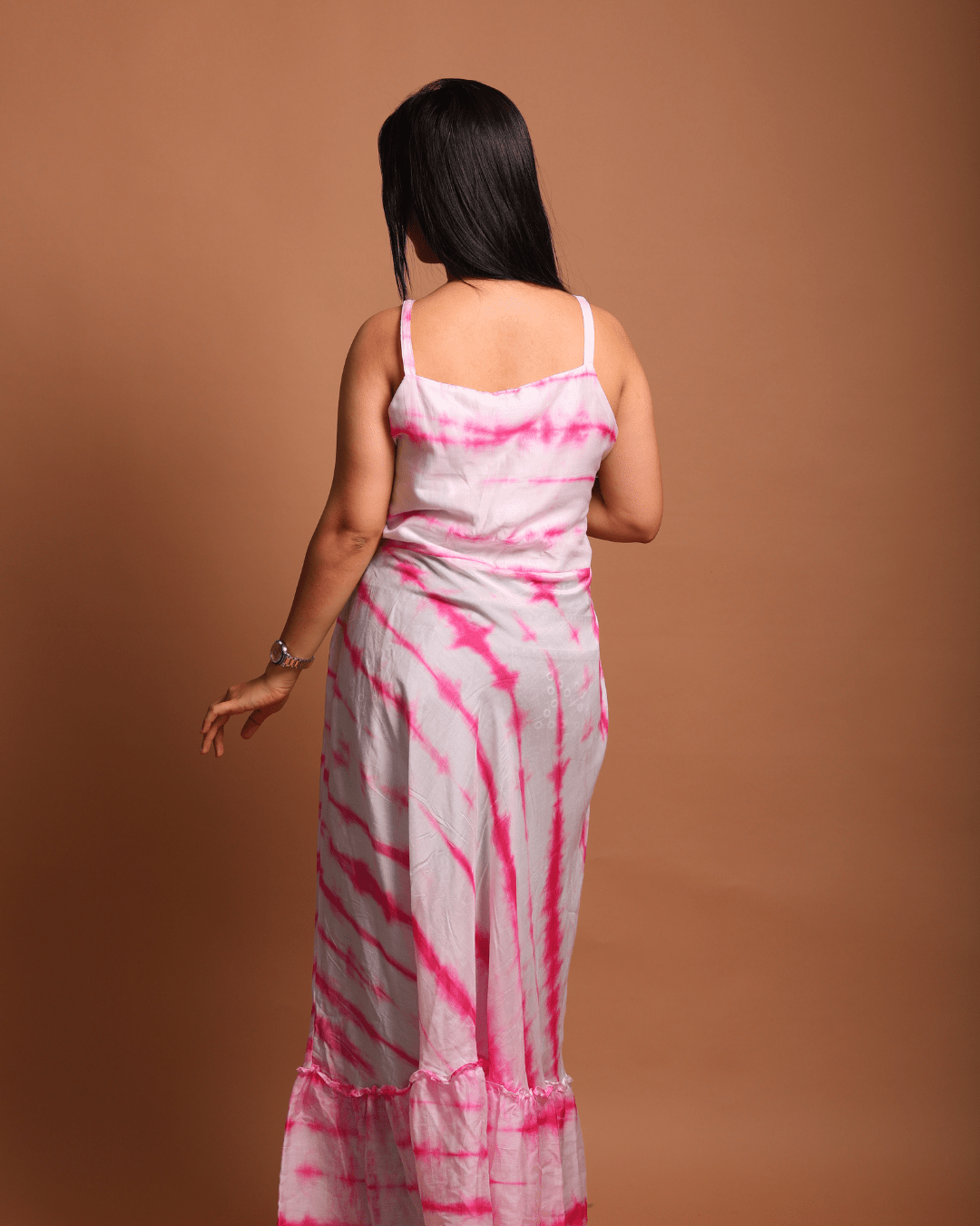 Pink Lehariya Maxi Dress - Sukkoon Clothing