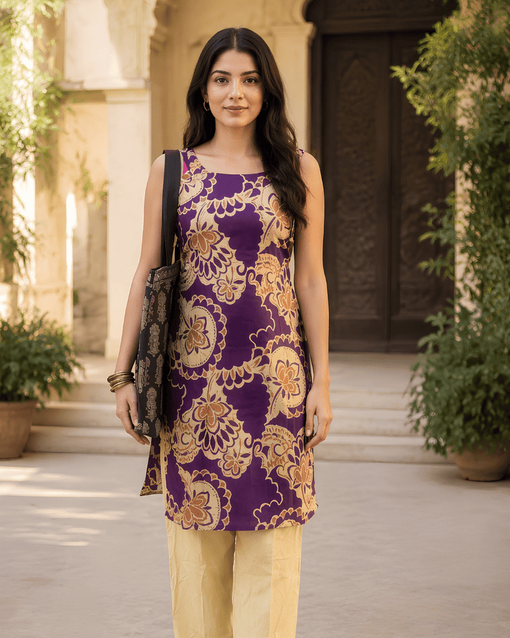 Purple Floral Festive Set - Sukkoon Clothing