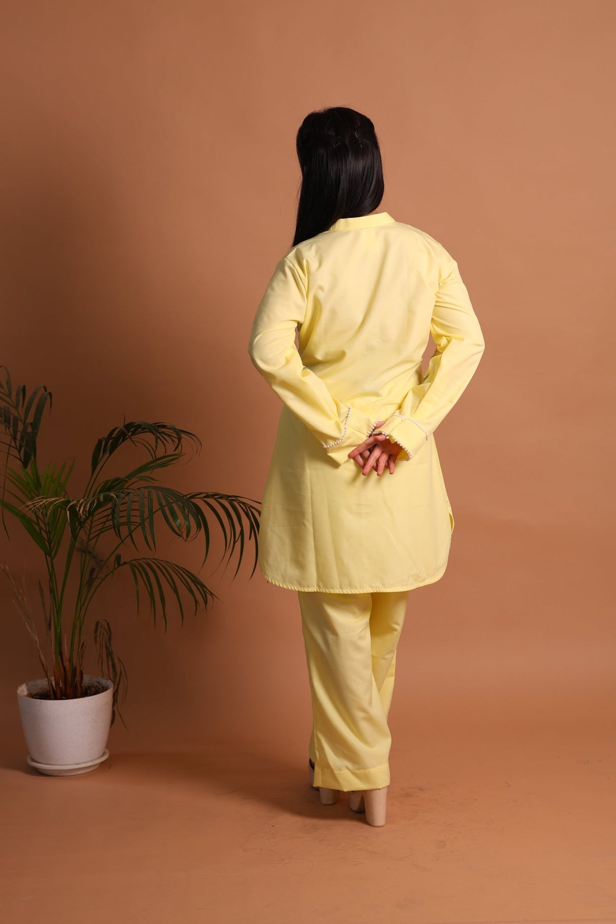 Yellow Floral Hand-Painted Co-ord Set - Sukkoon Clothing